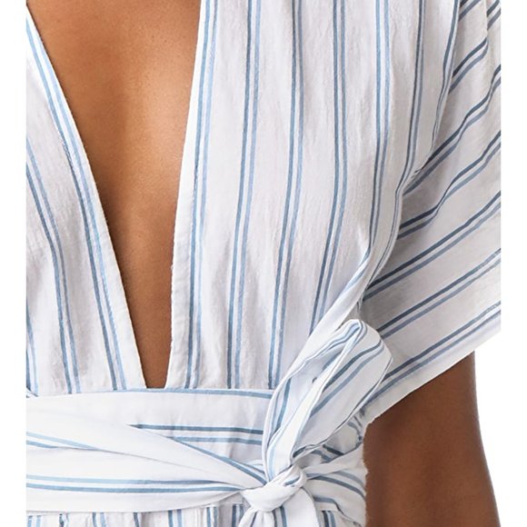 Faithfull The Brand Mustang Midi Dress Blue Stripe - Picture 2 of 6